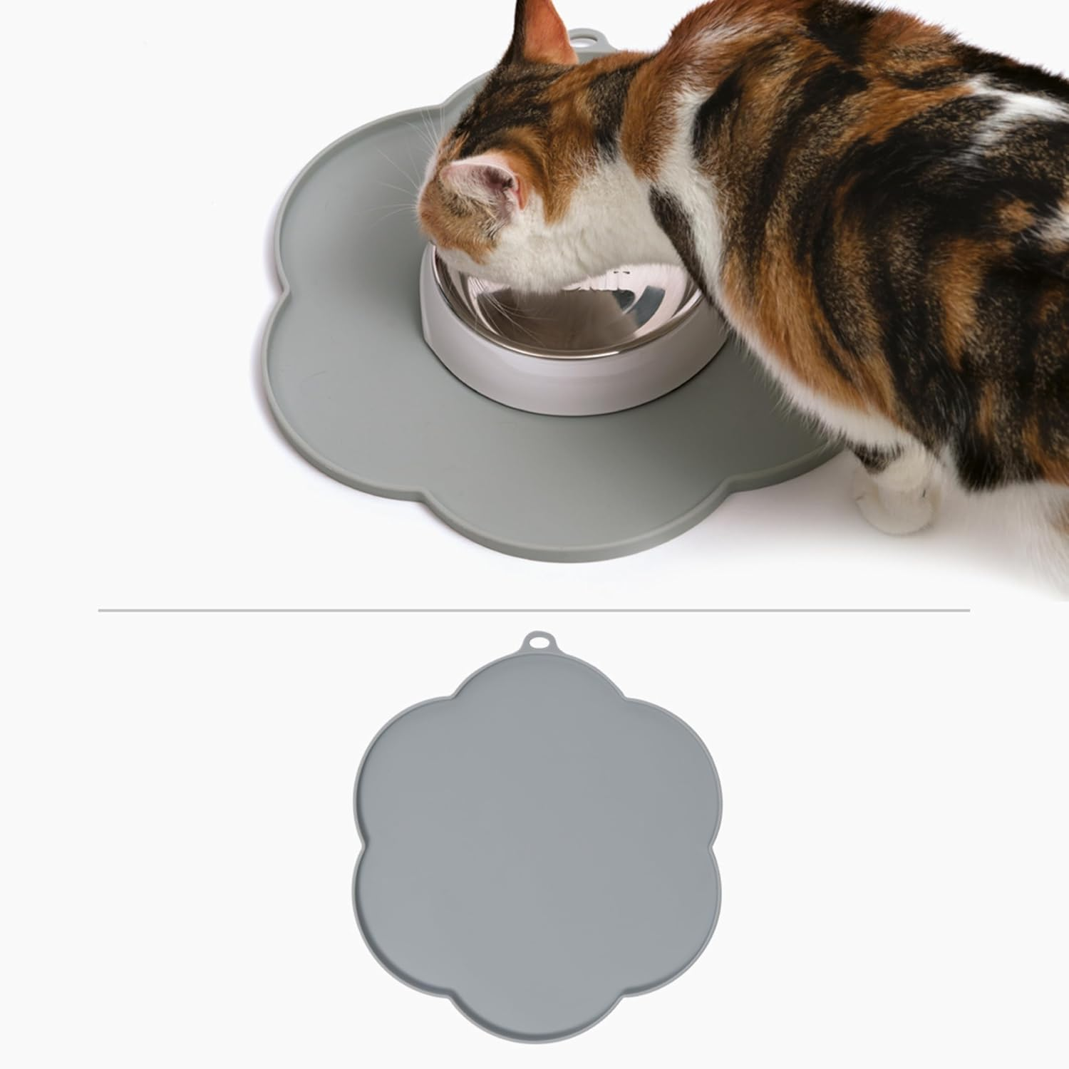 Catit Flower Shape Cat Placemat, Gray, Diameter 11.8In image number 4