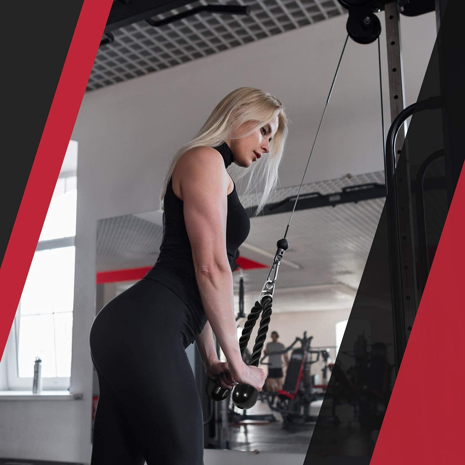 Yes4All Tricep Press down Cable Machine Attachment Set, LAT Pulldown Attachment, Cable Machine Accessories for Home Gym image number 1