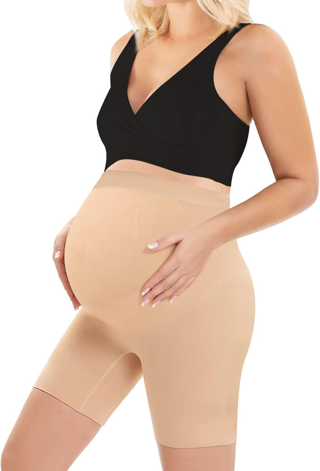 Womens Seamless Maternity Shapewear High Waist Mid-Thigh Pettipant Pregnancy Underwear for Belly Support