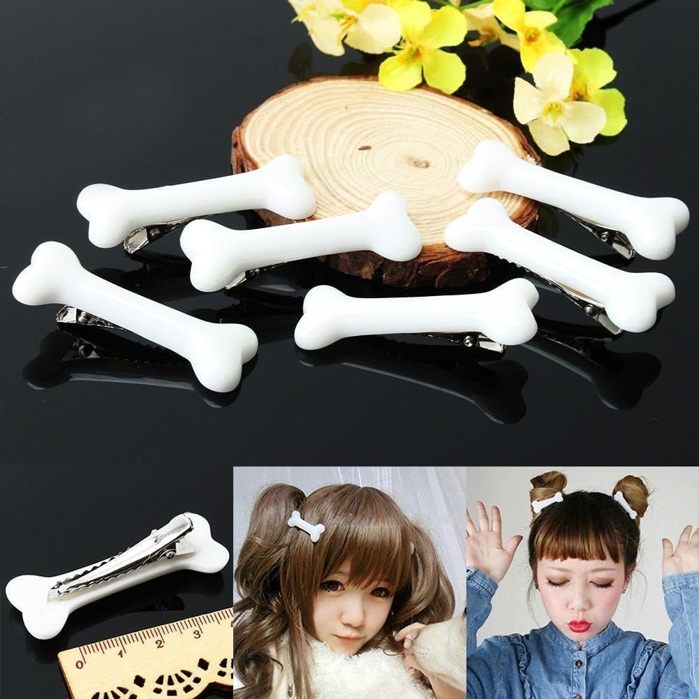 6 Pcs Dog Bone Hair Clips, Bone Hair Pins for Women Girls, Halloween Cosplay Party Accessory