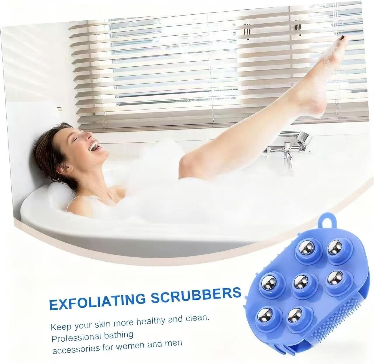 Lymphatic Drainage Gloves 1 Piece Handheld Massage Ball and Beauty Roller - Body Care Muscle Relief Tool (Blue) image number 3