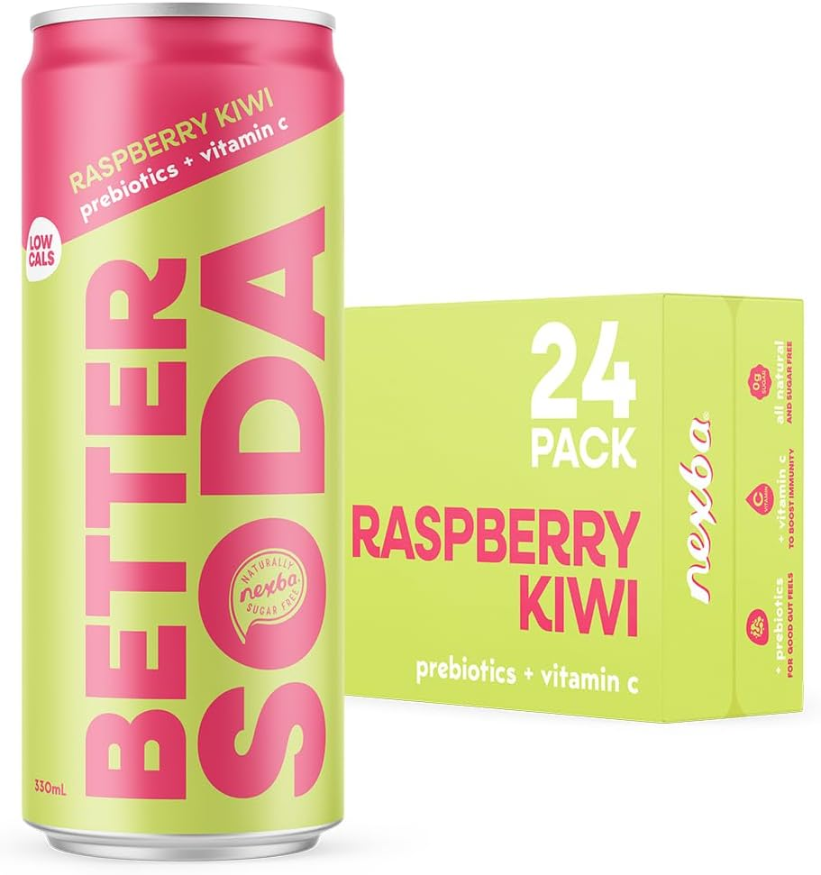 Nexba Better Soda &ndash; Raspberry Kiwi &ndash; All Natural Sugar Free &ndash; 24 X 330Ml Cans