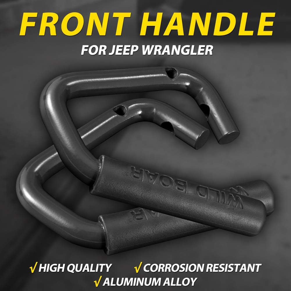 Katur Front Grab Handle Grab Bar for Jeep Wrangler JK Rubicon Sahara Sport 2007-2017 2/4 Door Solid Steel Black - 2 Pieces - Red-Rear image number 7