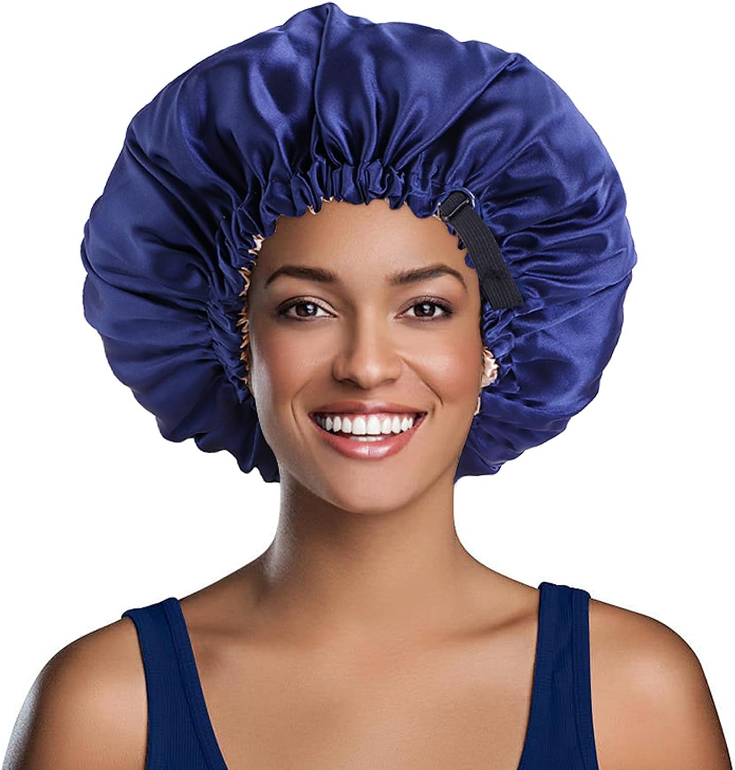 2PCS Silk Bonnet for Sleeping - Double Layer Satin Hair Wrap with Adjustable Elastic Band for Women (Dark Purple, One Size) - Dark Purple image number 3