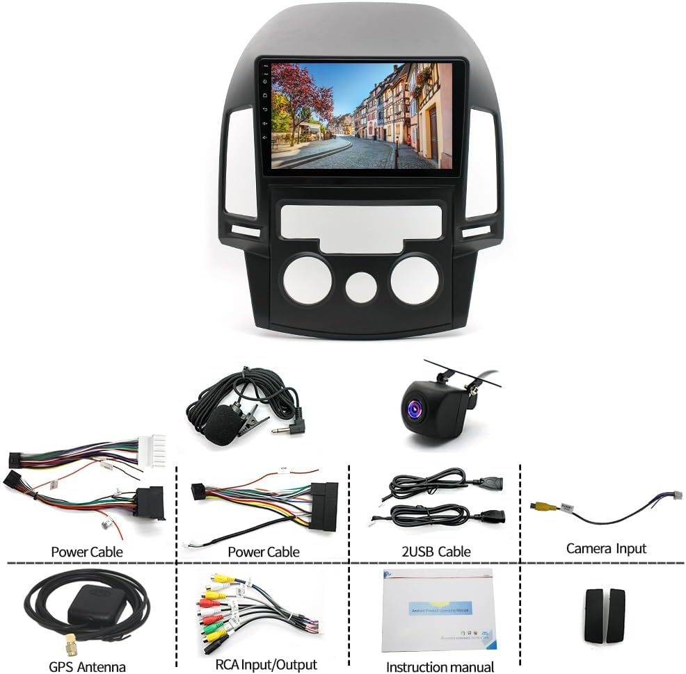 Car Stereo Compatible for Hyundai I30 Manual 2006-2011 FD, Double DIN Car Stereo Radio 2+32G 9" Touch Screen Radio Wireless Carplay Android Auto Bluetooth Wifi FM GPS Mic image number 3