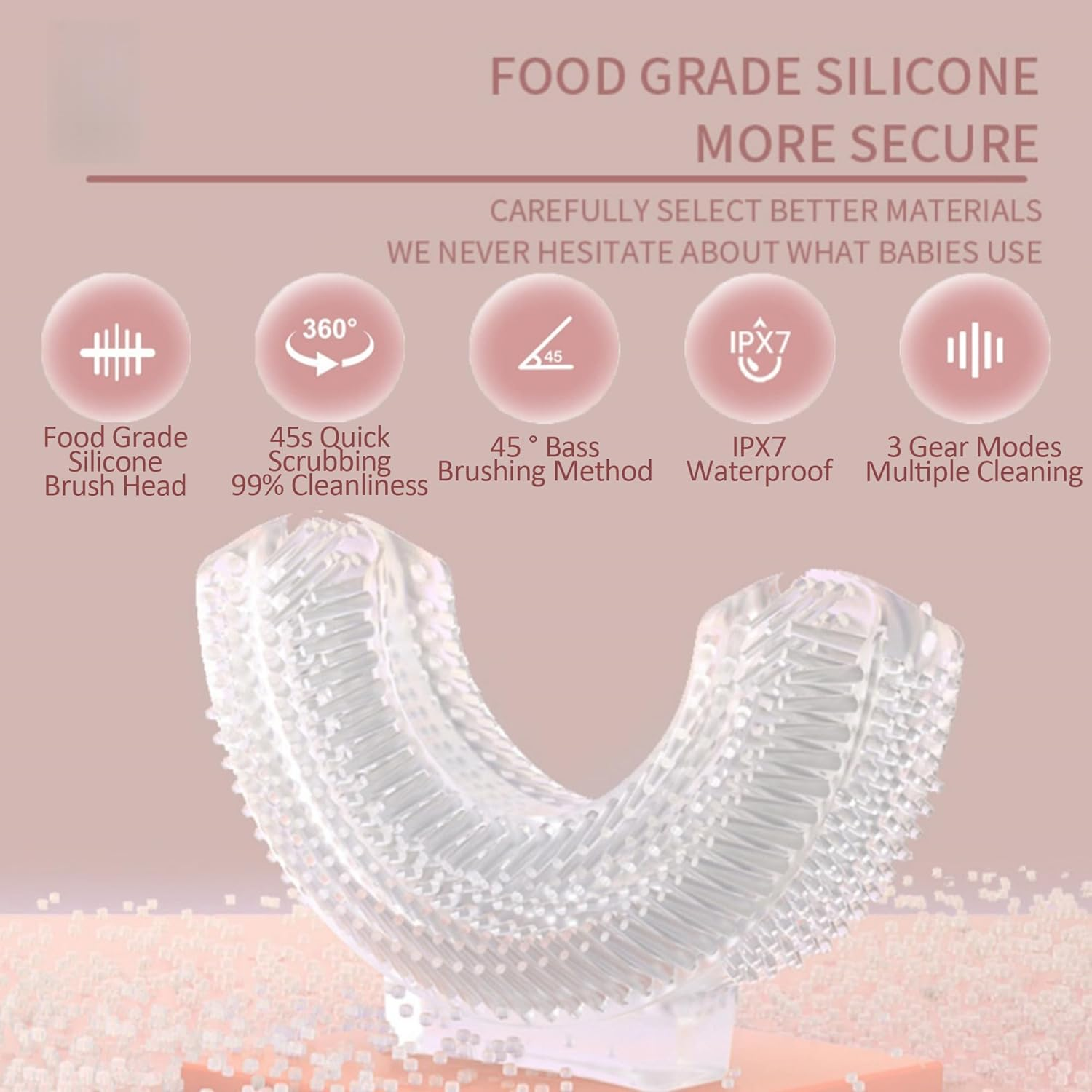 PLAYIKO Kids U Shaped Electric Toothbrush with 4 Brush Heads, 360&deg; Sonic Automatic Toothbrush with 3 Cleaning Modes, IPX7 Waterproof Cartoon Dinosaur Design (Ages 2-12)