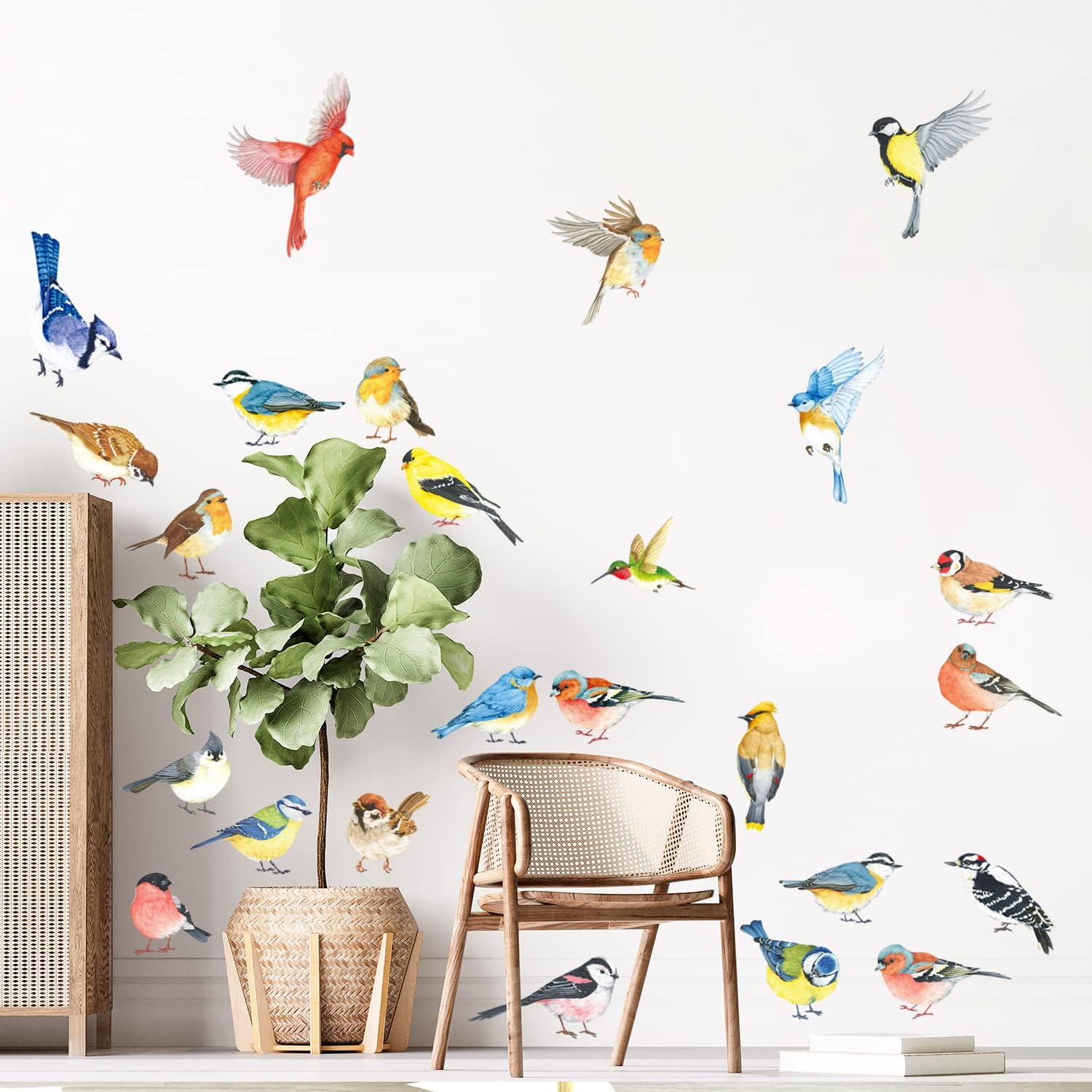 DECOWALL DS-8063 25 Little Birds Wall Art Stickers Colourful Flying Bird Wall Decals Removable Home Garden Tree Decor Window Poster Bedroom Kitchen Living Room image number 4