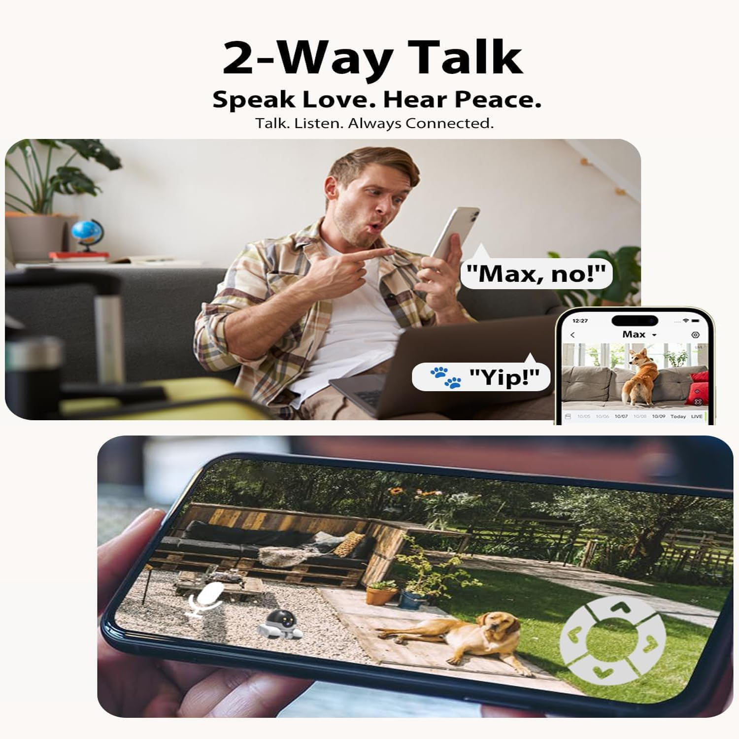 Quintin Camera, Robot Camera on Wheels, 360&deg; View Quintin Robot, 1080P HD Wi-Fi Mobile Pet Cameras with App Control, 2 Way Audio, Night Vision for Pet/Baby/Elderly (Wifi) image number 2