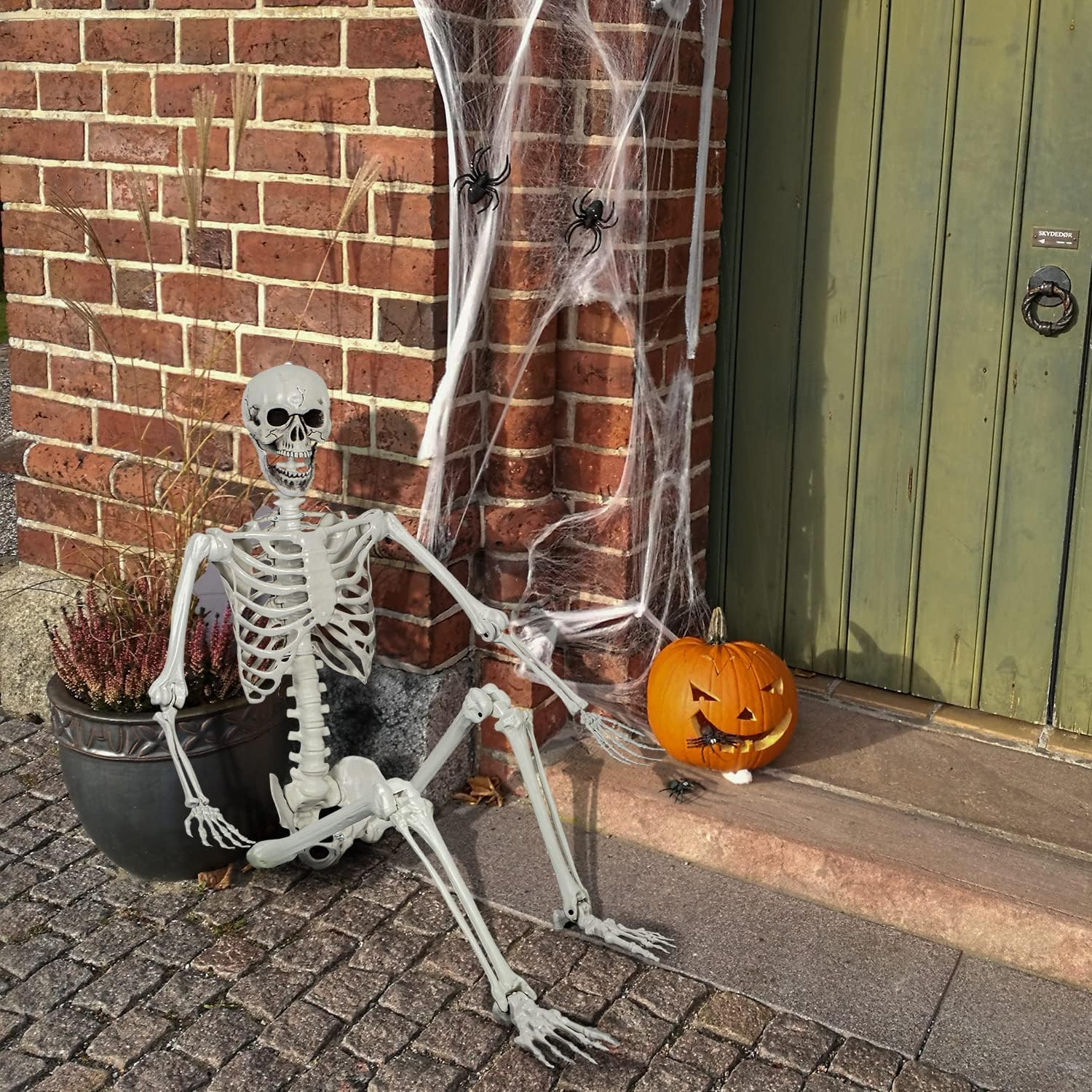 5.4Ft Halloween Posable Skeleton Realistic Life Size Human Skeleton Bones with Movable Joints for Halloween Haunted House Indoor Outdoor D&eacute;cor (1PC) image number 4