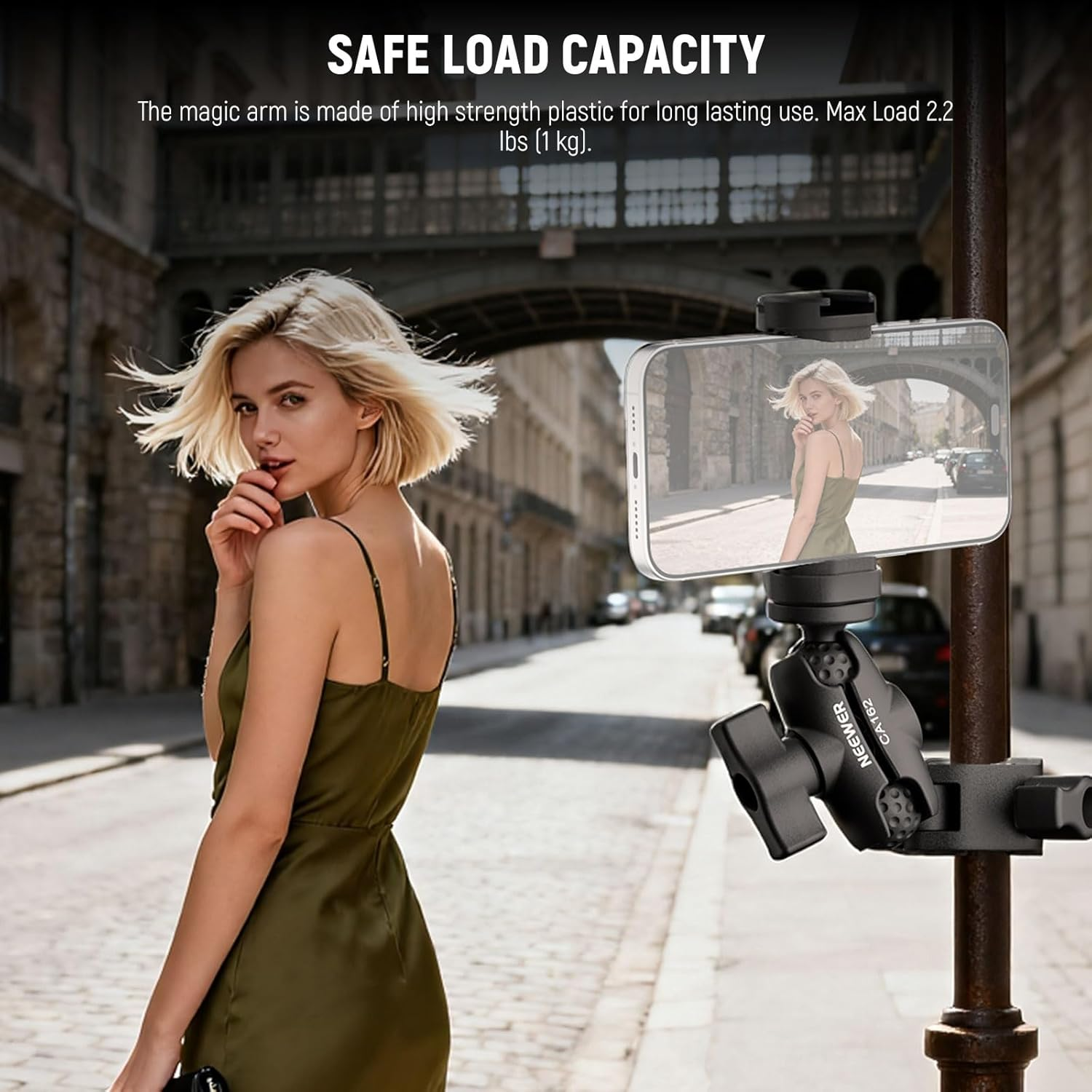 NEEWER Super Clamp Action Camera Mount with 360&deg; Dual Ball Heads, Bike/Bicycle/Motorcycle Handlebar Holder Compatible with Iphone Insta360 DJI OSMO Action Gopro Hero for POV Video Recording, CA162 image number 2