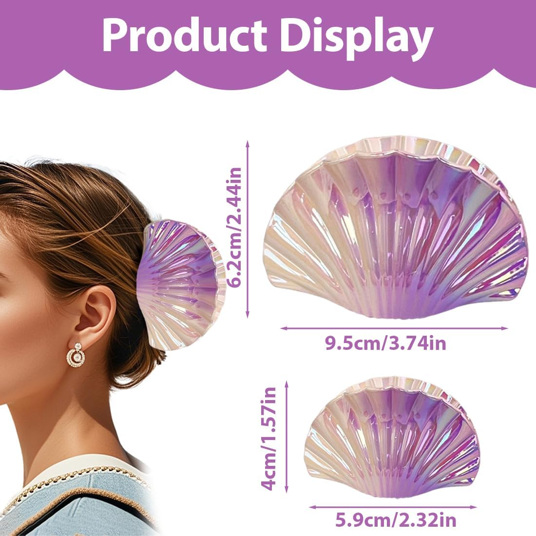 GXGM Gradient Color Hollow Out Shell Hair Clips for Women and Girls 3Pcs (A)
