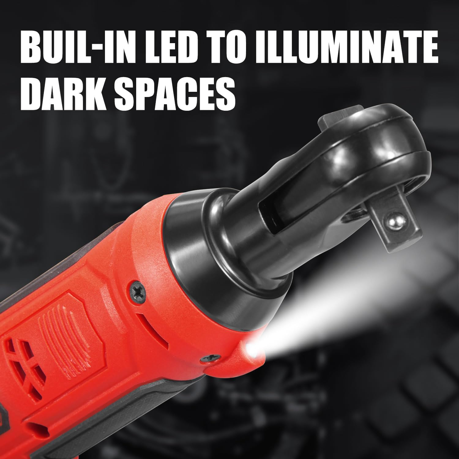 TOPEX 3/8" 12V Cordless Electric Ratchet Wrench 45NM 300RPM Variable Speed & LED Light, Electric Ratchet Driver Power Ratchet Tool Repair Tool W/Battery & Charger