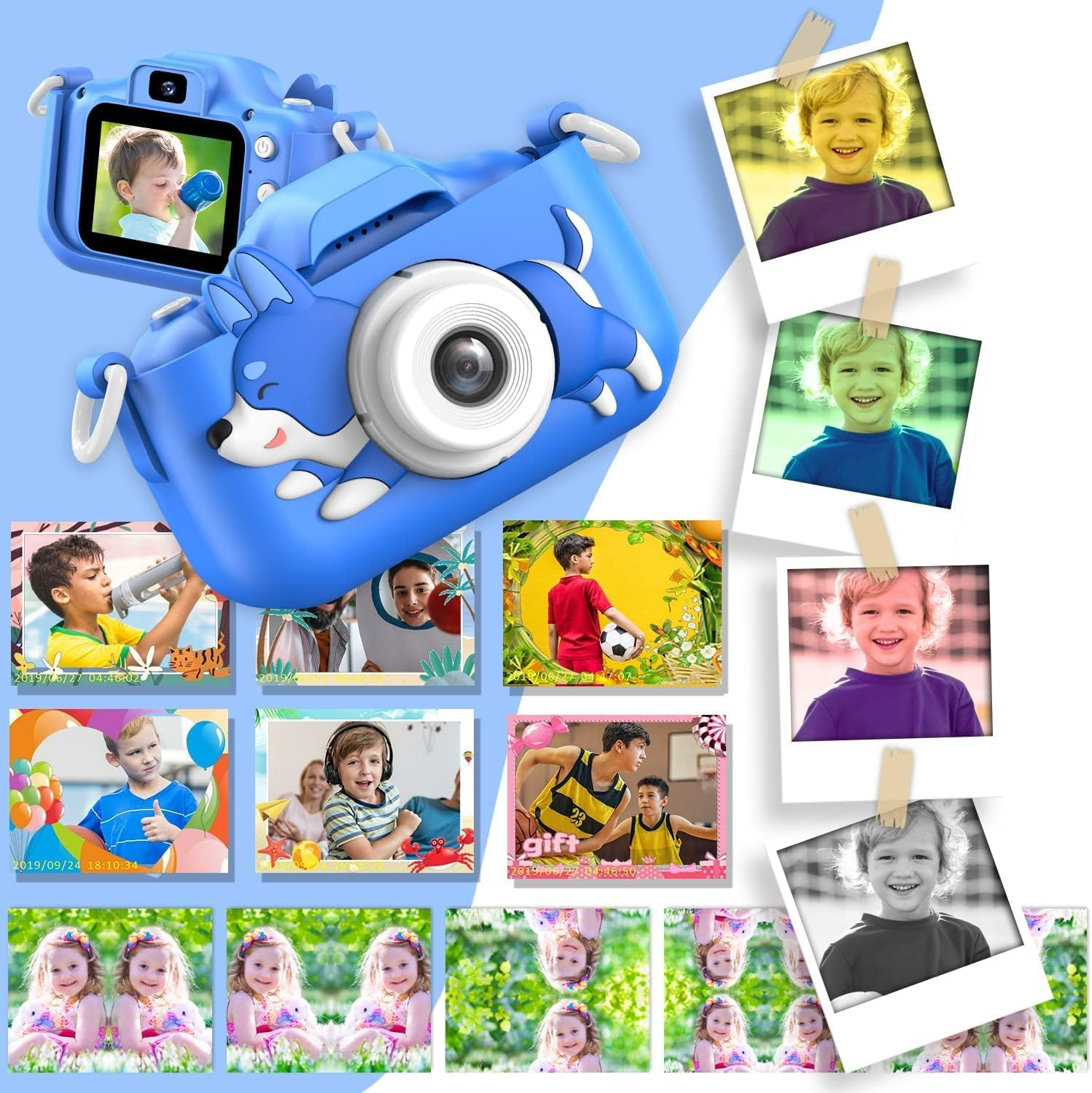ZONEY Kids Camera Toy for 3 4 5 6 7 8 9 10 11 12 Years Old Boys Girls, Children Digital Video Camera with Cute Cover, Christmas Birthday Gifts for Toddler Age 3-12, 32GB (Blue Dog) image number 3