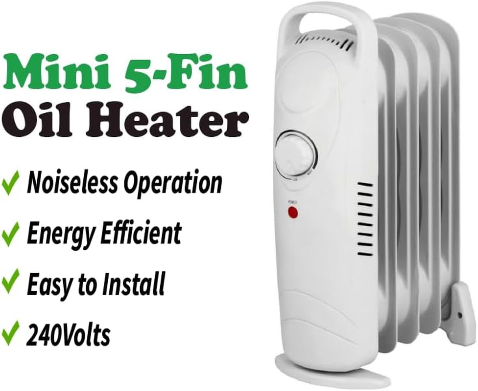 LEDON 700W Mini Oil-Filled Radiator Heater &ndash; Compact 5-Fin Plug-In Electric Heater for Home, Office & Bedroom | Quiet Energy-Efficient 240V Space Warmer | Portable Personal Heating Solution image number 3