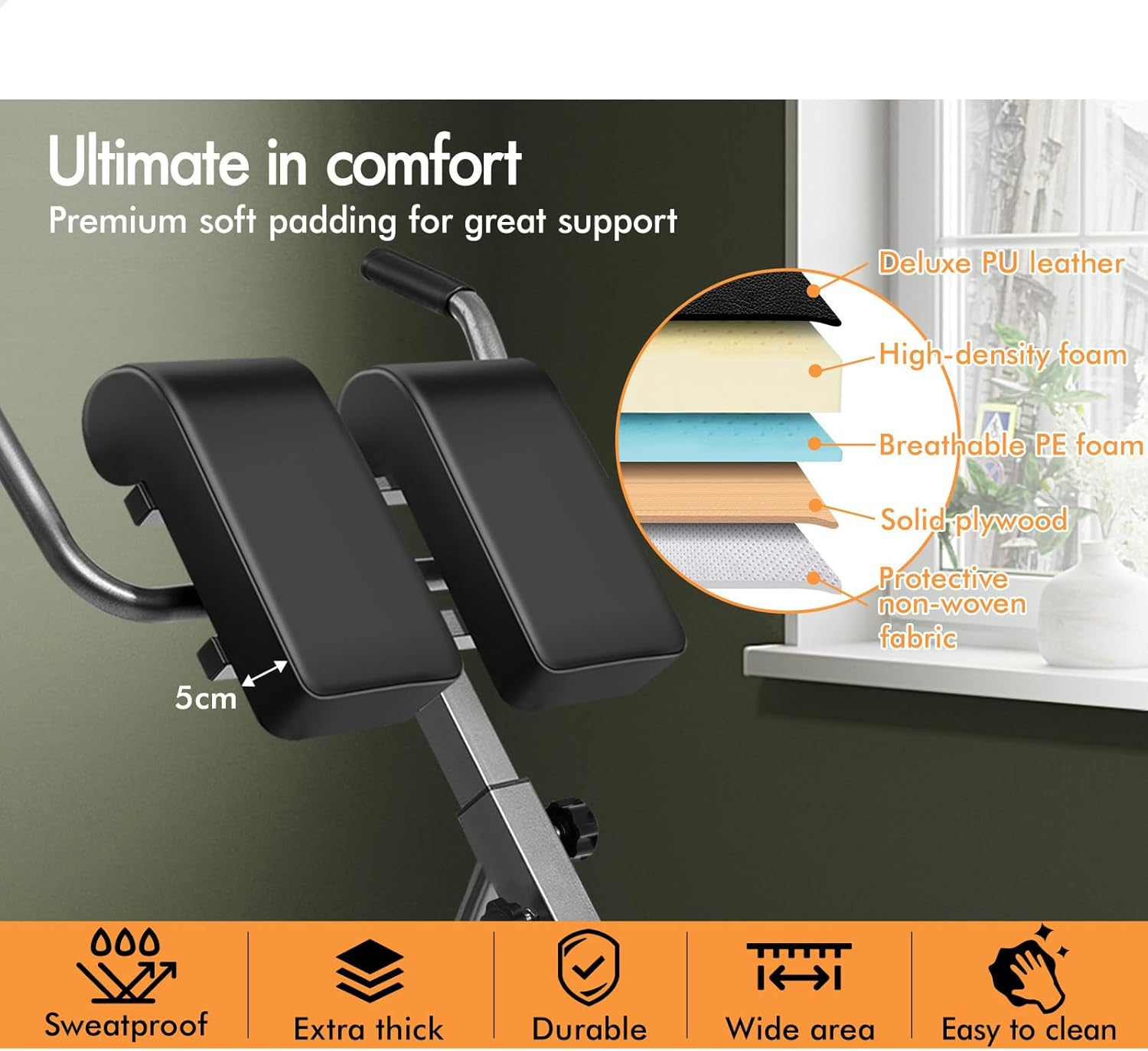 BLACK LORD Adjustable Roman Chair with 30-50 Degrees Inclination, Hyperextension Fitness Weight Bench for Back Glutes Hamstring Exercise and AB Workouts, Multifunctional Home Gym Equipment, Max 200Kg image number 1