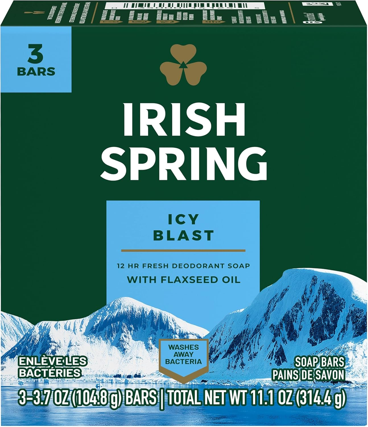 Irish Spring Bath Bar, Icy Blast 3.75 Oz, 3 X 3.75 Oz Bars image number 2