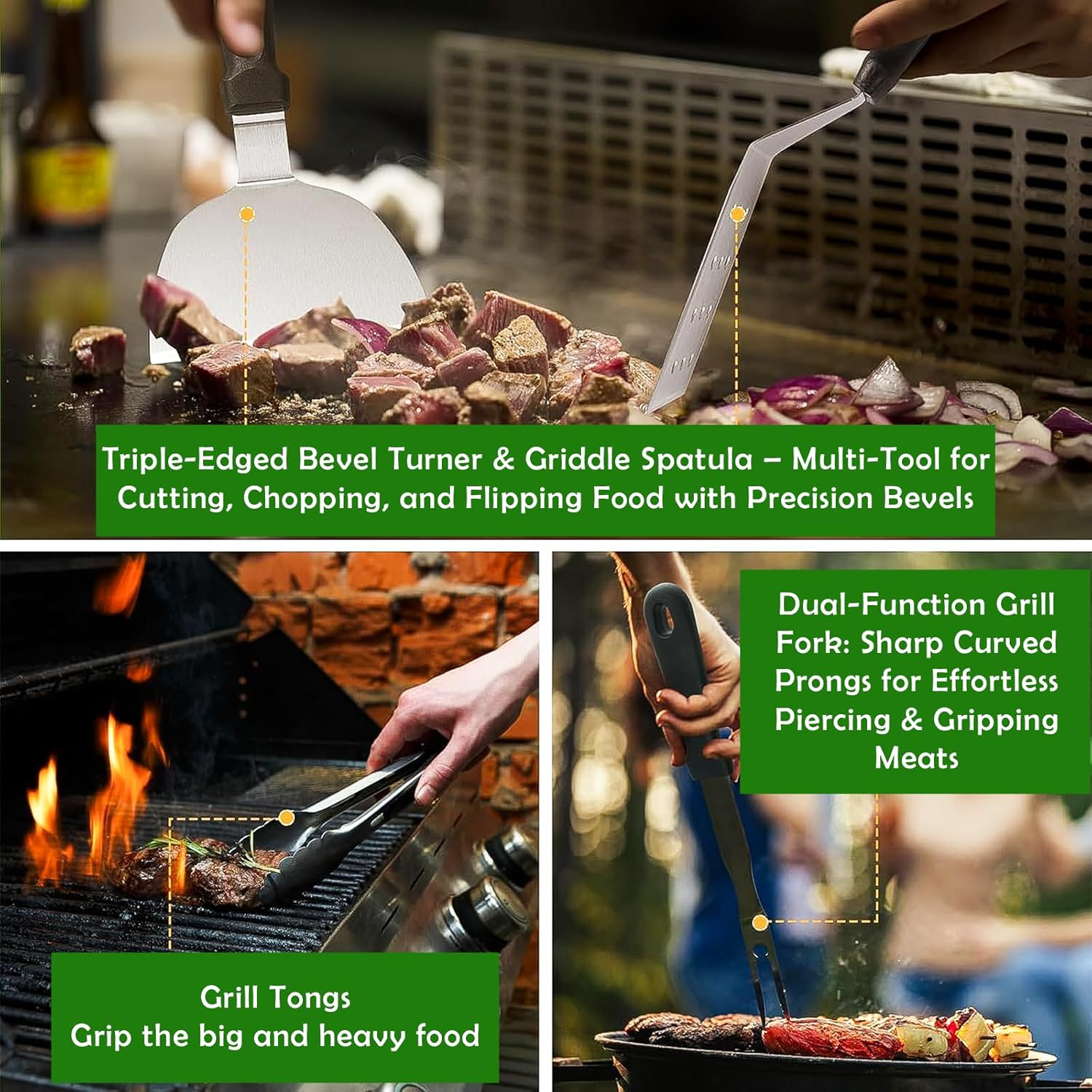 Daybreakaura Griddle Accessories Kit - 29 PCS for Blackstone and Camp Chef. Includes Metal Spatula Set, Burger Press, Melting Dome, Scraper, Tongs, Carry Bag for Outdoor BBQ