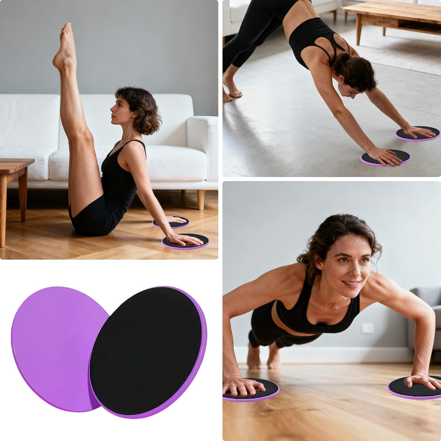 Havenease-2-Pack Pilates Ring Fitness Sliders, 7-Inch Dual-Surface Core Exercise Equipment for Home Gym Workouts, Low-Impact Portable Exercise Discs for Carpet and Hardwood Floors image number 1