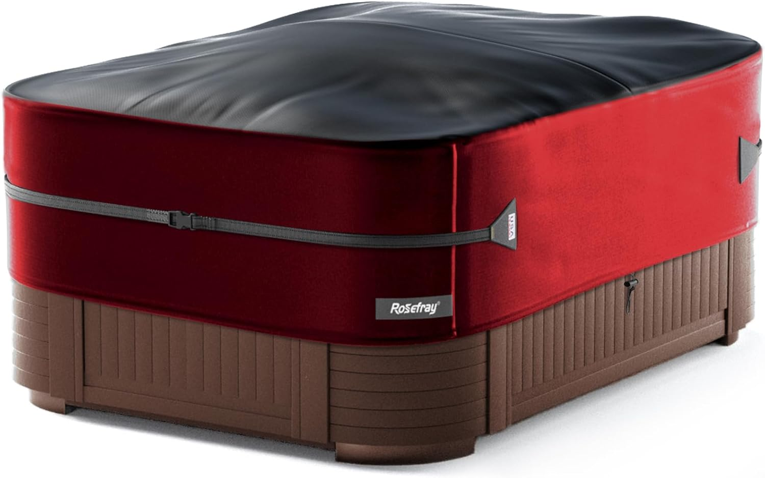 Rosefray 76"X 76" Waterproof Square Hot Tub Cover - 420D Heavy Duty Outdoor SPA Covers Windproof Black