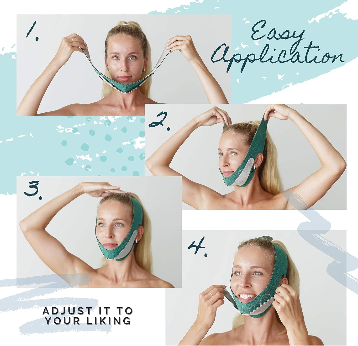 Readygoo&reg; Emerald Face Slimming Strap with Graphene for Women and Men | Reusable Double Chin Reducer | Face Lift Solution | Jawline Shaper | Skin Toning Belt | V Line | V Shaped Slimmer image number 4