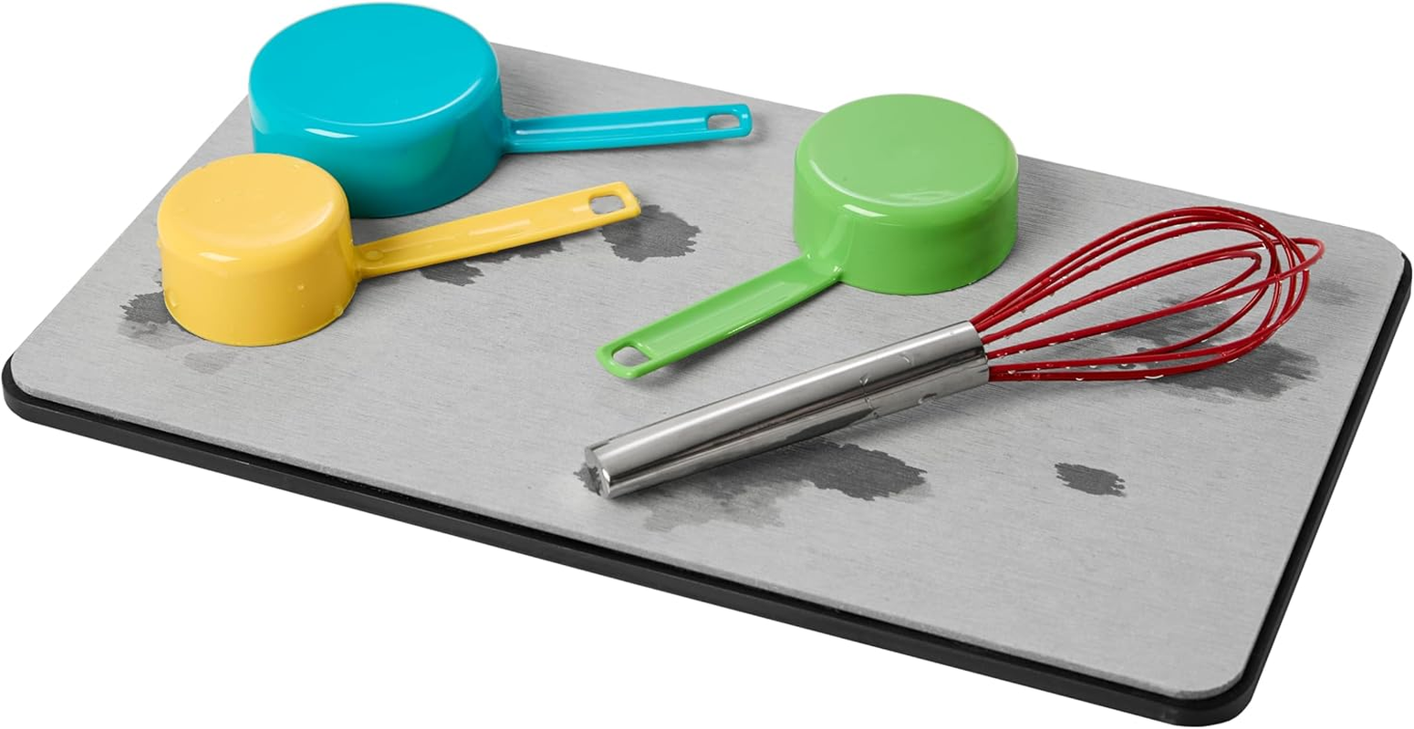 Madesmart Dish Mat, Drying Stone Collection, Accelerates Moisture Evaporation, Natural & Mineral Materials, Non-Slip Base, Carbon