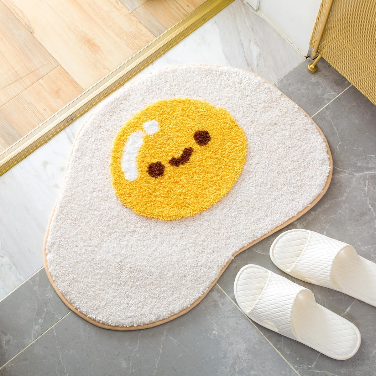 18.8X25.5'' Egg Bath Mats, Soft and Absorbent Microfiber Bath Rugs, Non-Slip Shaggy Shower Carpet, Machine Wash Dry, Soft Shower Rugs for Bathroom Floor, Tub and Shower, Egg image number 6