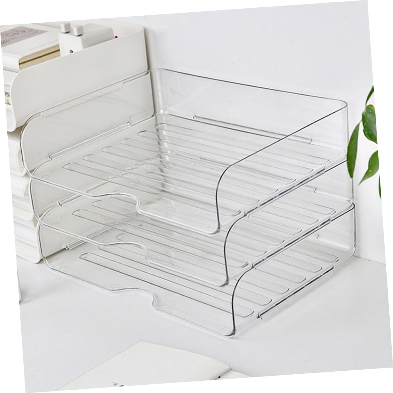 4Pcs Stackable Desk Organizer Storage Box Paper File Organizer Tray for Office Home