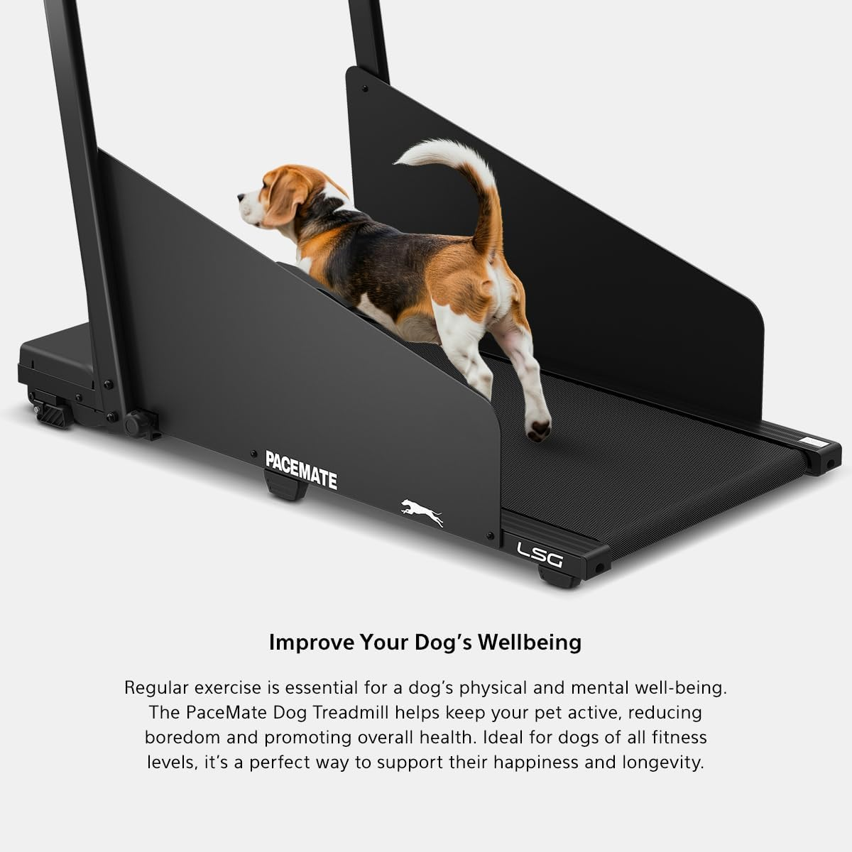 LSG Pacemate 2-In-1 Dog Treadmill & Walking Pad for Both Dogs & Humans with Spacious Running Belt, Removable Treadmill Shields for Easy Storage, LED Display with Metrics & Convenient Transport Wheels image number 3
