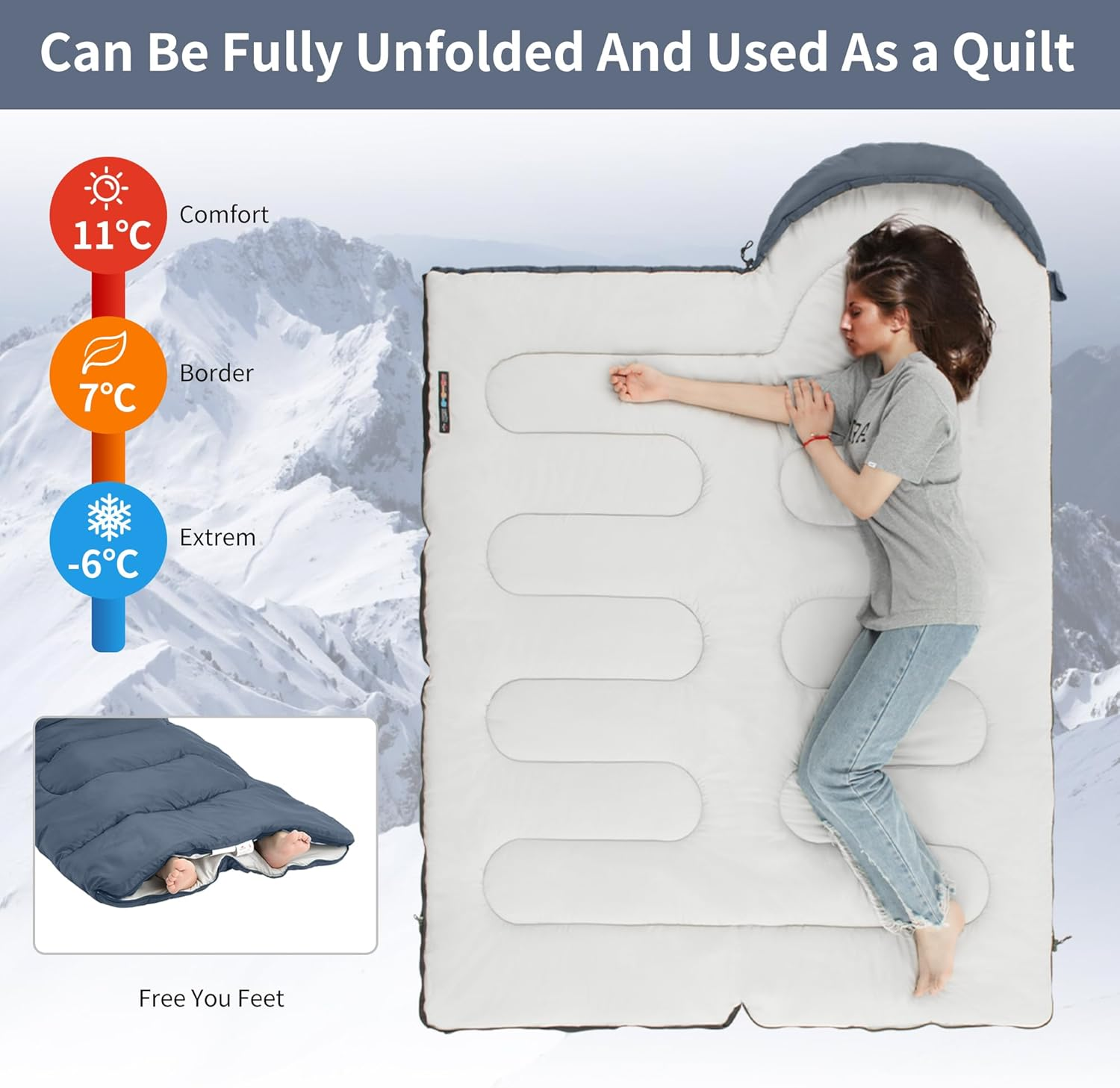 Naturehike Camping Sleeping Bag - Lightweight Waterproof Portable Splicable for Adults 3 Seasons,Hiking/Backpacking/Outdoor and Indoor Used with Storage Sack image number 3