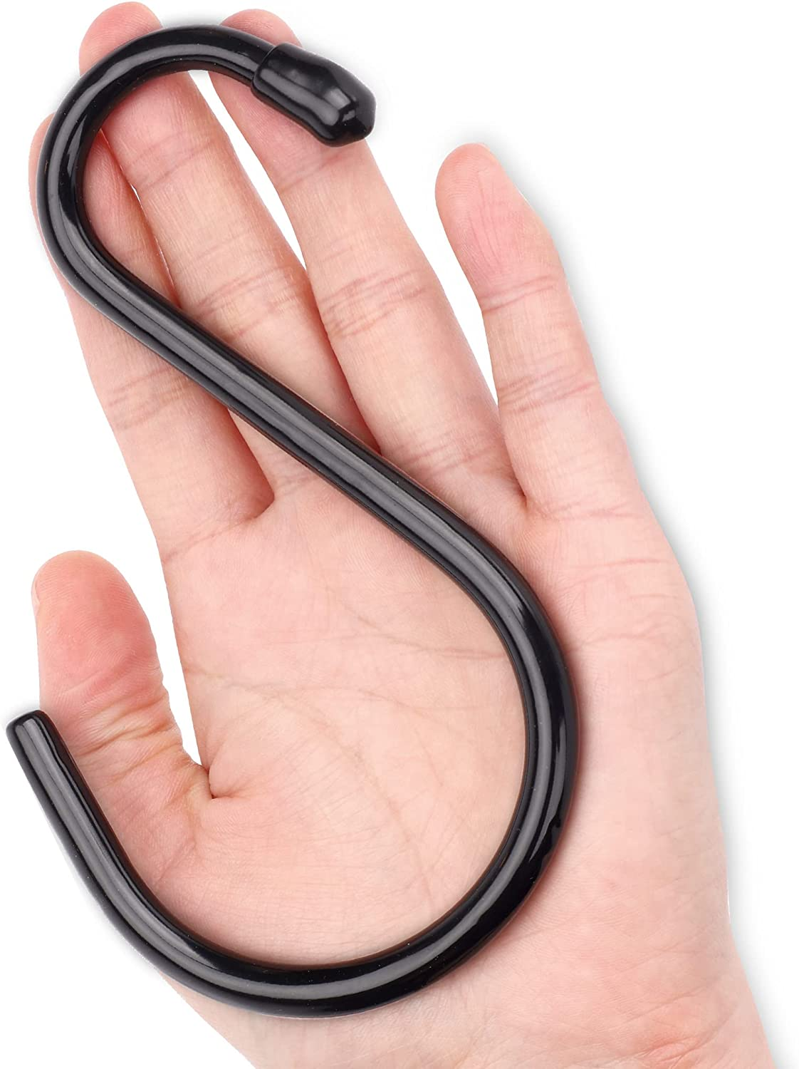 Antimbee 12 Pack Heavy Duty S Hooks, 5.5 Inch Large S Hooks, S Hook Hanger with Rubber Coated, Black S Shaped Hook for Hanging Plants, Banana, Clothes, Bags,Towels, Kitchen Utensil image number 2