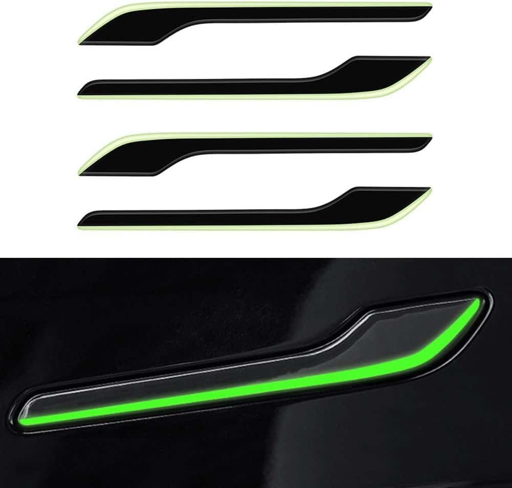 4PCS Car Door Handle Protector Stickers Anti-Scratch Car Door Handle Cover Guard Door Handle Wrap Kit for Tesla Model 3 Model Y 2019-2022 (Luminous) image number 5