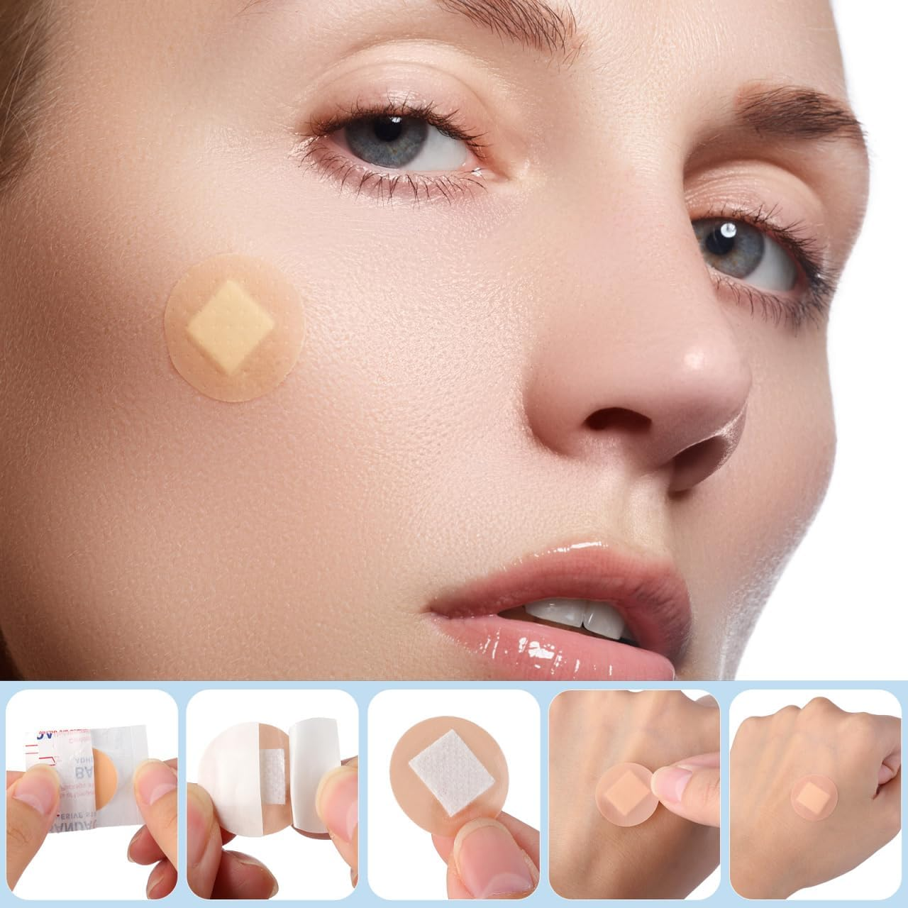 Beavorty Fingertip Bandages Flexible Fabric Bandages PE round Medical Band Detectable Breathable Knuckle Bandages for Care 100Pcs