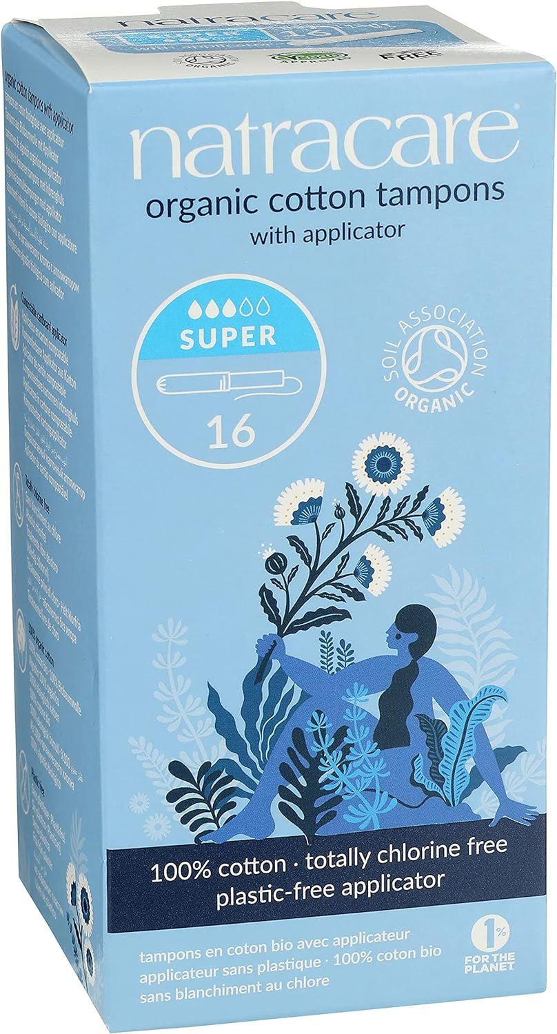 Natracare Organic All Cotton Tampons, Super with Applicator, 16 Count Boxes (Pack of 12) image number 1