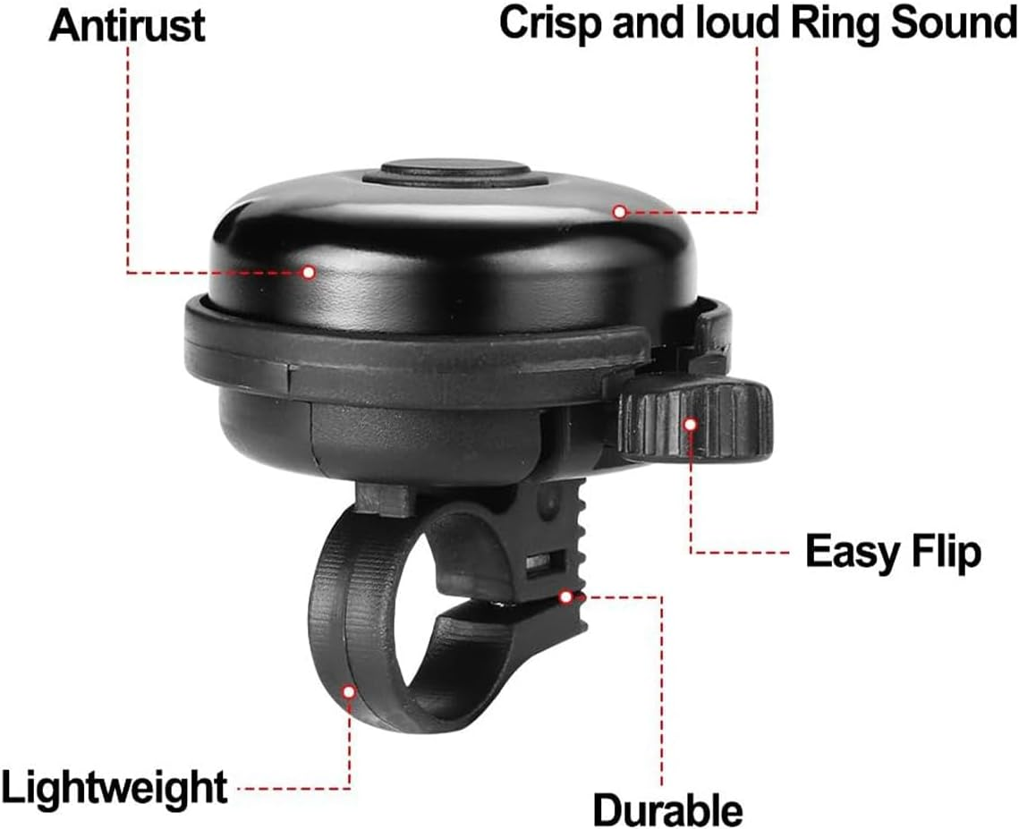Black Bike Bell, Bicycle Accessories, Kids and Adult Bikes, Easy Installation, Loud Ringing Sound, Anti-Rust and Water Resistant for Mountain Bike, Road Bike image number 2
