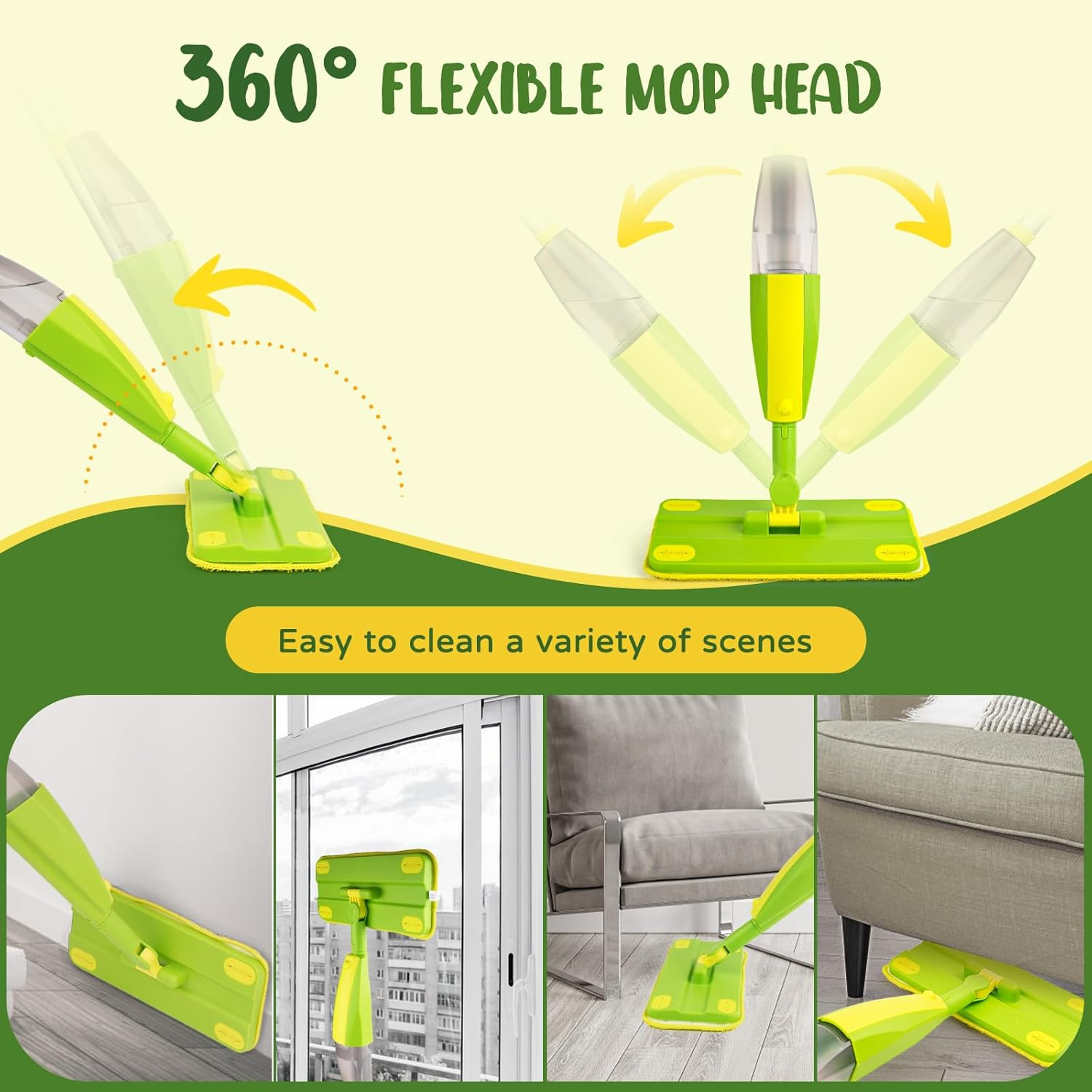 Spray Mop Toy Set for Kids,8 PCS Cleaning Toy Set for Toddler Aged 3+,With Refillable Bottle,Replacement Pads and Broom Head,Dustpan Set,Traceless Storage Rack,Montessori Toys, Kids image number 2