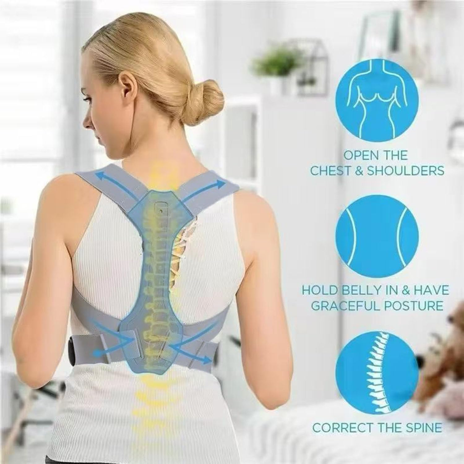 Back Brace Posture Corrector for Women and Men, Shoulder Straightener, Adjustable Full Back Support, Upper and Lower Back Pain Relief - Scoliosis, Hunchback, Hump, Thoracic, Spine Corrector (M) image number 5