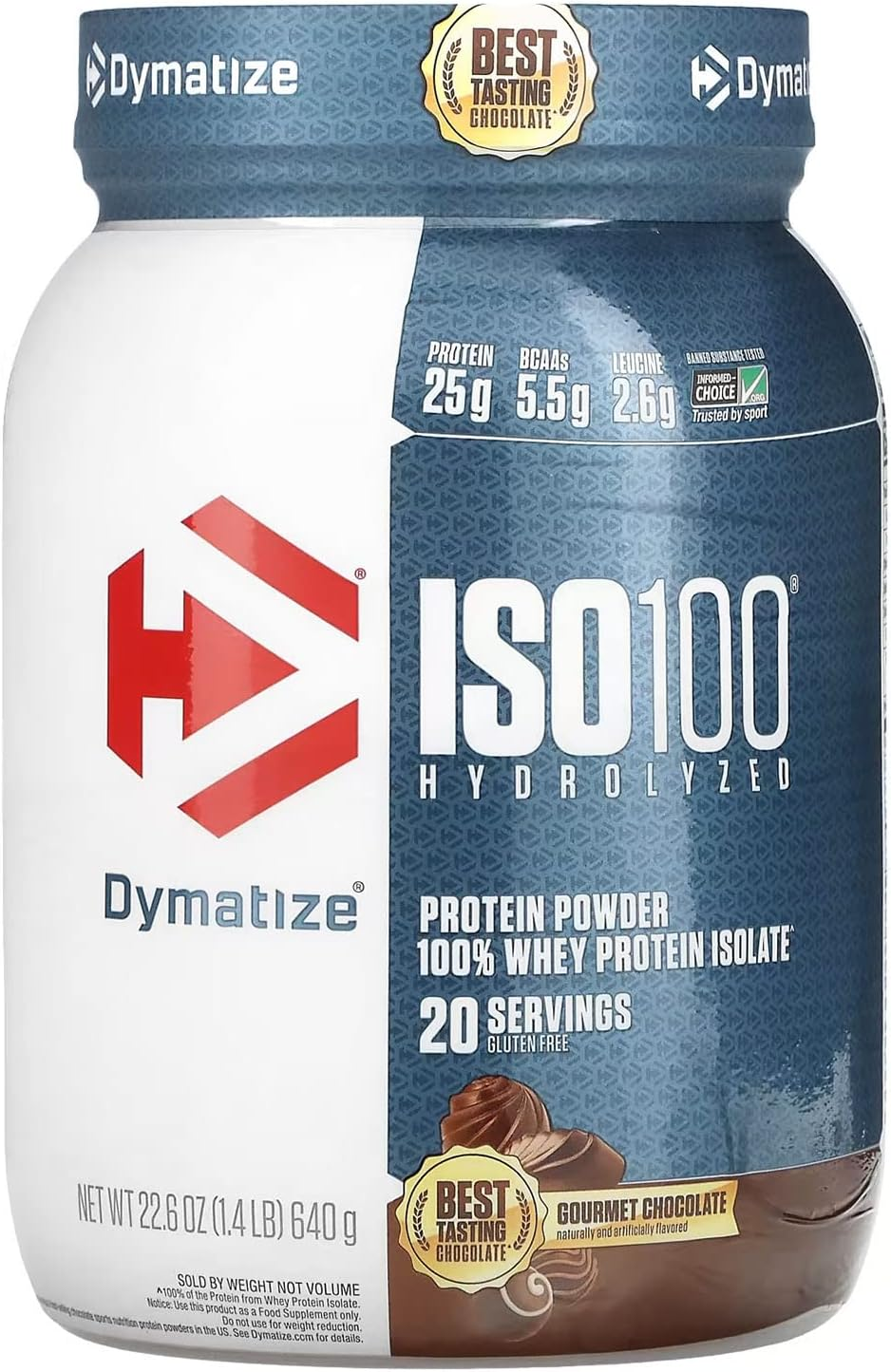 Dymatize ISO100 Hydrolyzed Protein Powder, 100% Whey Isolate Protein, 25G of Protein, 5.5G Bcaas, Gluten Free, Fast Absorbing, Easy Digesting, Gourmet Chocolate, 20 Servings image number 1