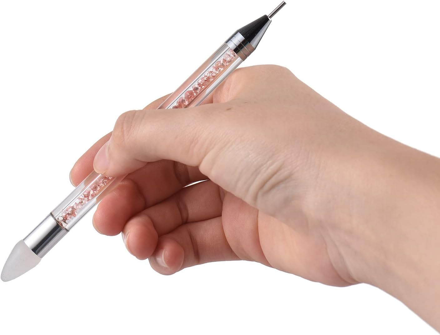 RAYWE 1PC Dual-Ended Nail Rhinestone Picker Silicone Tip Pencil Pick up Applicator Dual Tips Tip Dotting Pen Beads Gems Crystals Studs Picker with Acrylic Handle Manicure Nail Art Tool image number 4