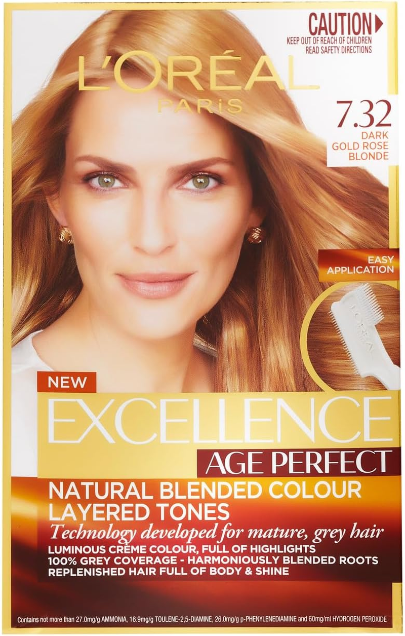 L'Or&eacute;al Paris Excellence Age Perfect Permanent Hair Colour - 7.32 Dark Gold Rose Blonde (Natural Blended Colour) image number 6