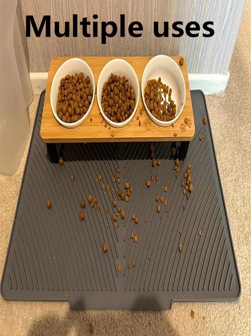 Cat Litter Tray Mat, Waterproof Cat Litter Tray Mat, Cat Litter Tray Mat, Cat Litter Mat, Non-Slip Cat Litter Mat, Silicone, Easy to Clean, Grey, 41 X 51 Cm image number 4