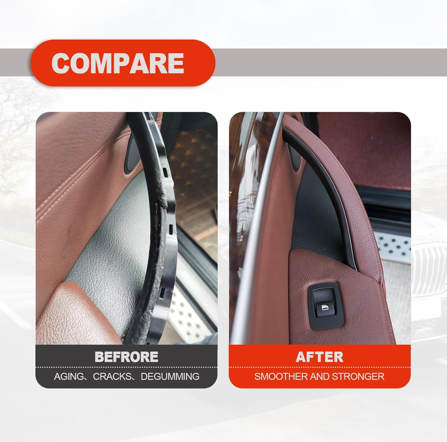 RBOKO Left Inner Door Panel Handle Pull Trim Cover Compatible with BMW E70 X5 2008-2013 and BMW E71/E72 X6 2008-2014, Part Number:51416969401 (Black) image number 4