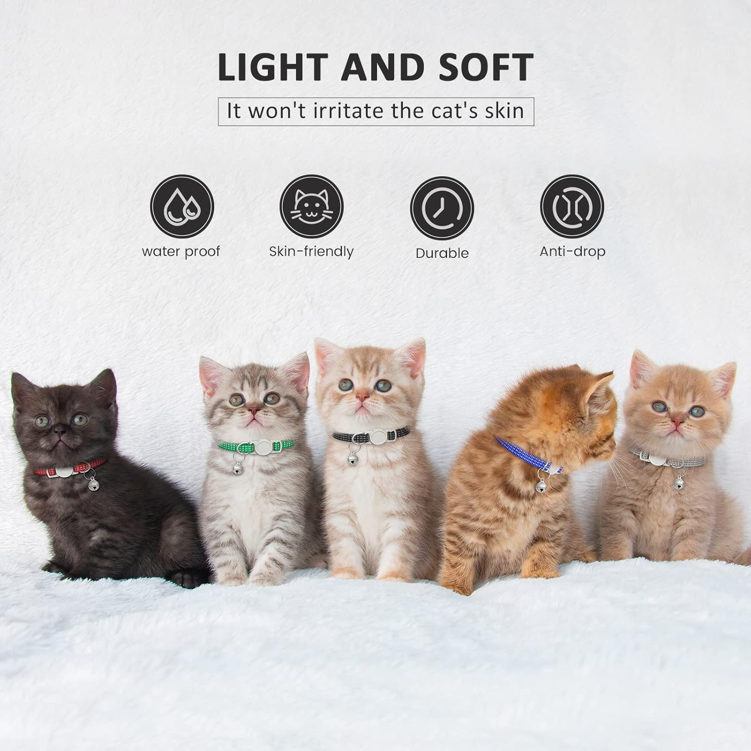 5 Pack Reflective-Breakaway Cat Collars with Bells,Adjustable Small Cat Collar,Ideal for Girl Cats Male Cats Kittens Puppies,Pet Supplies Stuff Accessories(7.9" - 13" & 6 Colors) (5 Classic Colors) image number 3