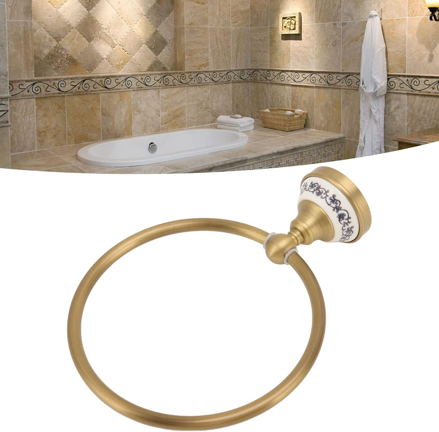 Towel Holder Towel Rack Accessories Decal Bathroom Wall Mount Blue White Bporcelain Antique Pstand for Wall Hanging Holder Pwall Mounted Hanger Mounted image number 6