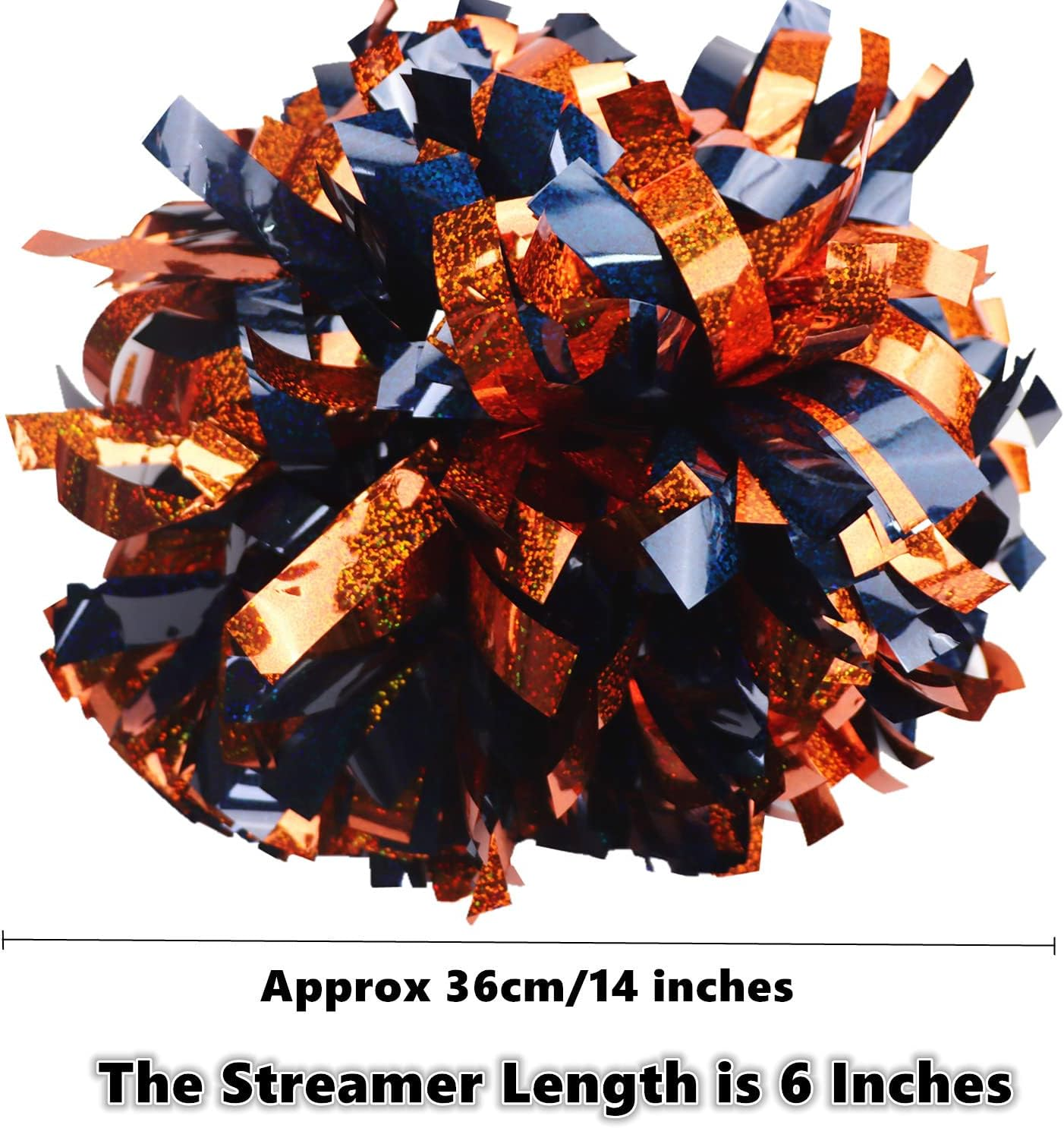 Gbateri 2 Pack 6 Inches Metallic Holographic Cheerleading Pom Poms with Baton Handle, Cheerleader Poms Cheer Pom Pom, Cheering Pom Poms for Team Spirit Sports Dance Party Kids Adults image number 2