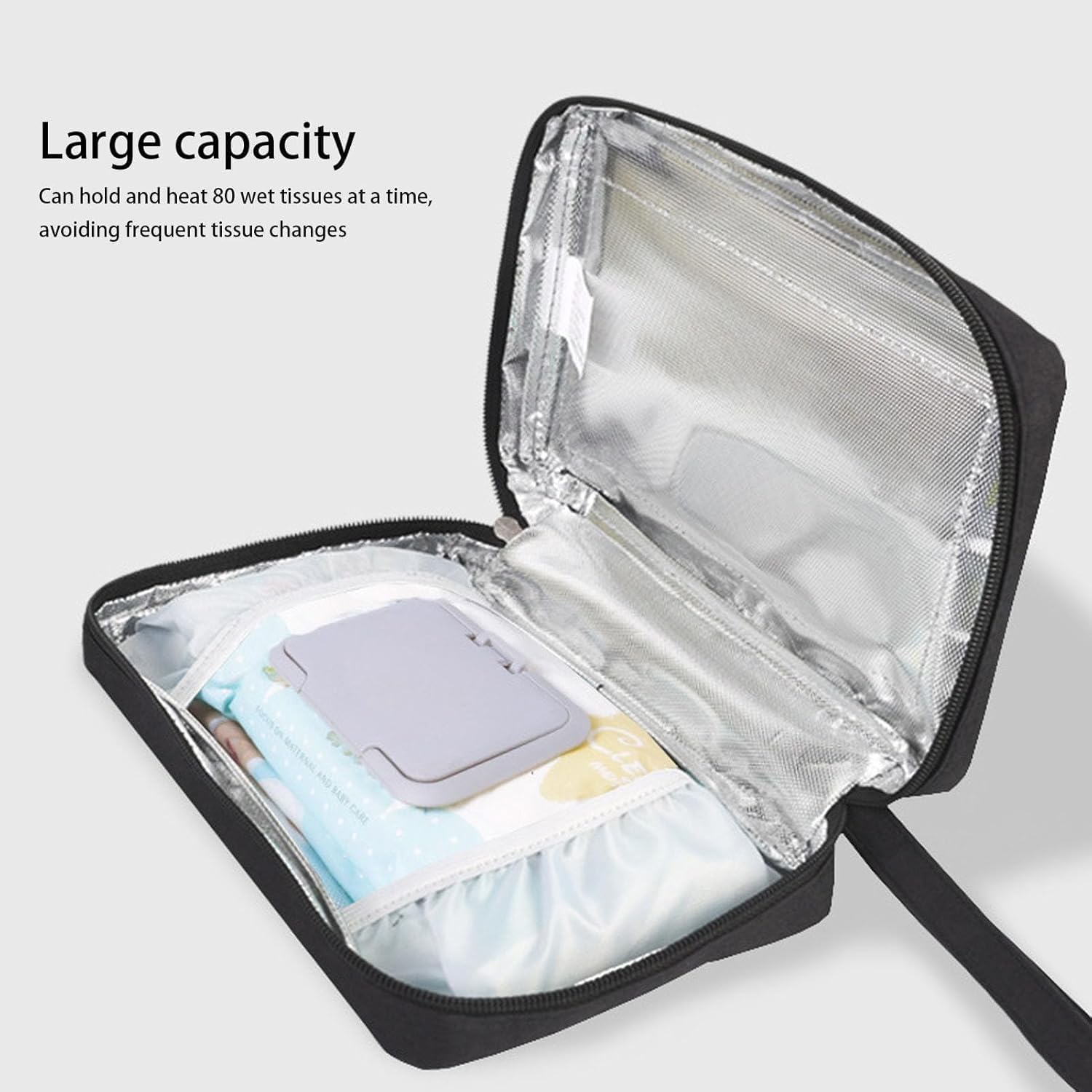 Portable Baby Wipe Warmer, USB Baby Wipes Warmer for Babies with 30&deg;C to 60&deg;C Adjustable Heating Temperature, Diaper Wipe Warmer up to 80Pcs Wipes Capacity, for Home, Travel, Camping, Car image number 3