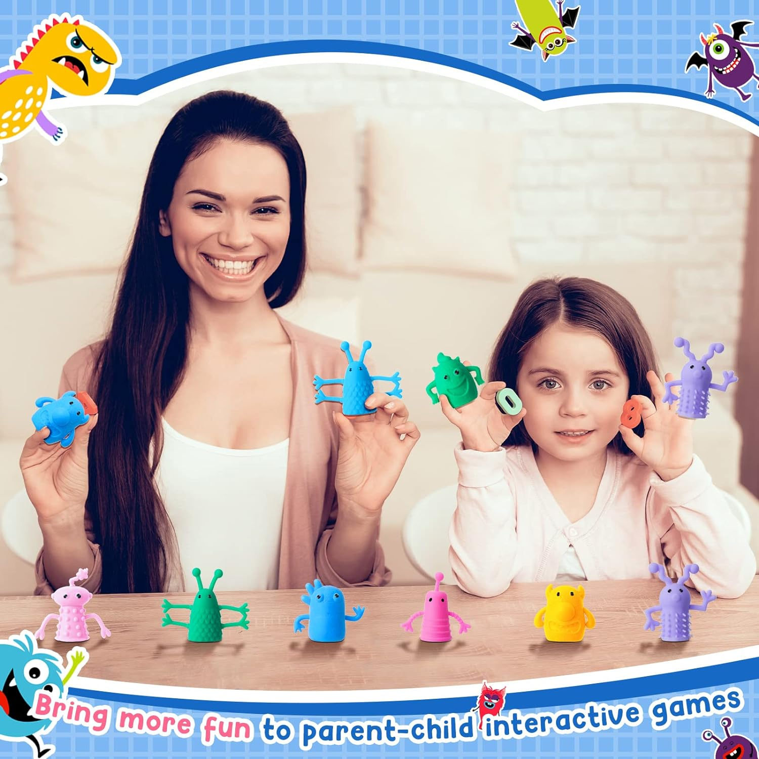 40 Pcs Cute Finger Puppets Toys Finger Toys of Monster Pattern Soft Rubber Finger Puppet Mini Stretchy Fidget Toy Finger Doll Toys Tiny Prank Set for Role Playing Birthday Party Favor, 9 Random Styles image number 1