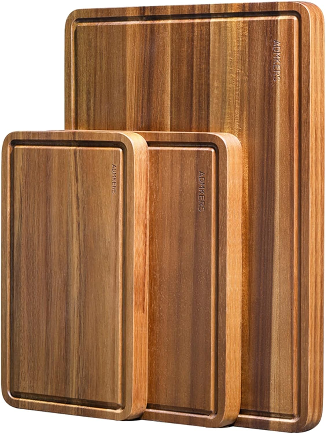 Wood Cutting Boards Set of 3 for Kitchen, Thick Chopping Board, Large Wooden Cutting Board Set with Deep Juice Groove and Handles, Wooden Trays for Meat, Fruit and Cheese image number 6