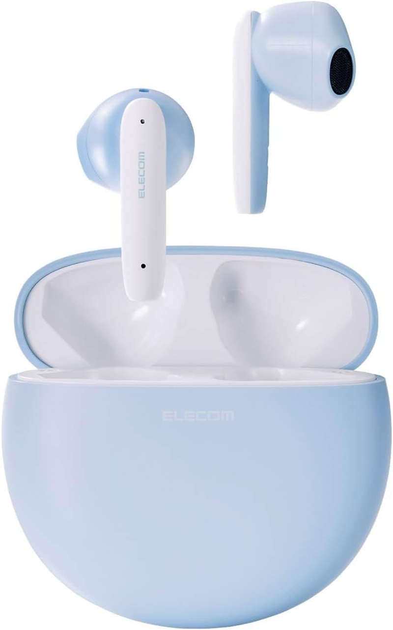 Elecom LBT-TWS17BK Wireless Earphones, Bluetooth 5.3, Stylish round Type, Touch Control, In-Ear Type, SBC/AAC Compatible, Automatic Pairing, Type-C Charging, Black