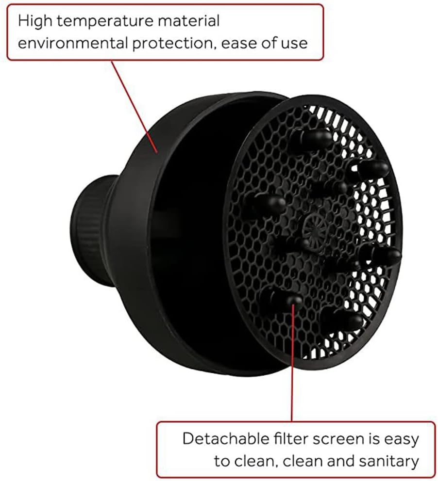 Collapsible Silicone Hair Dryer Diffuser,Portable Travel Diffuser Attachment for Natural & Thick Hair, Fits Nozzles 1.65" to 1.77", Professional Blow Dryer Accessory,Black - Green image number 2