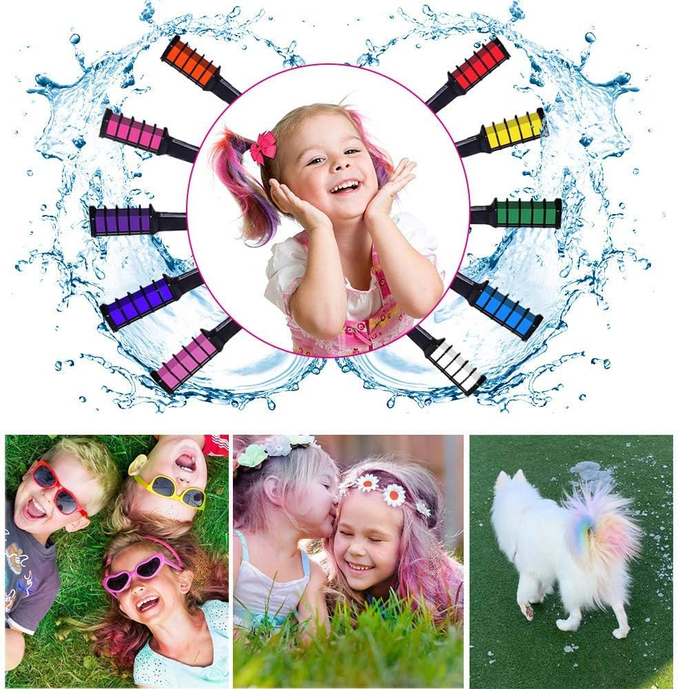 EBANKU Temporary Hair Chalk Comb, 10 Color Washable Hair Chalk Set for Girls Kids Gifts on Cosplay DIY Halloween Christmas Day Birthday Party image number 2